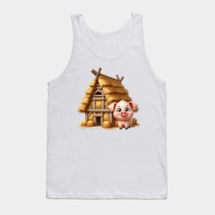 Cute Little Piggy in a house made of straw Tank Top